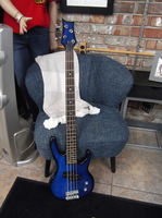 CUSTOM BLUE Starburst 4-String Bass Guitar w/ hard case