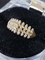  Ladies 10k Yellow Gold Diamond Cluster Ring Size 7