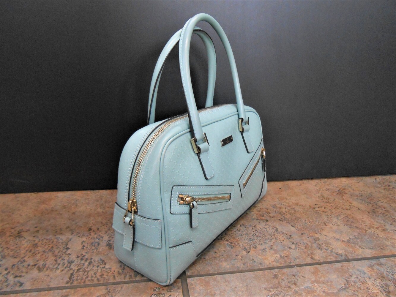 Gucci Mini Guccissima Leather Double Zip Handbag