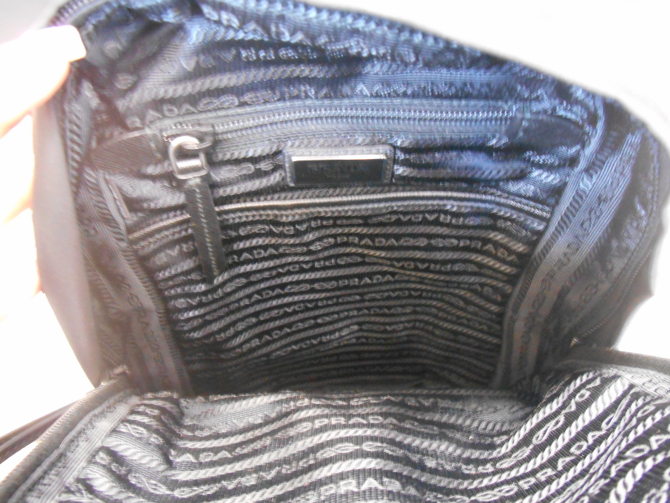 Prada Sling Backpack Printed Tessuto