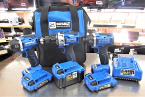 KOBALT DRILL/DRIVER COMBO SET; DRILL, DRIVER, 1/2 IMPACT WRENCH W/3 BATTERIES!