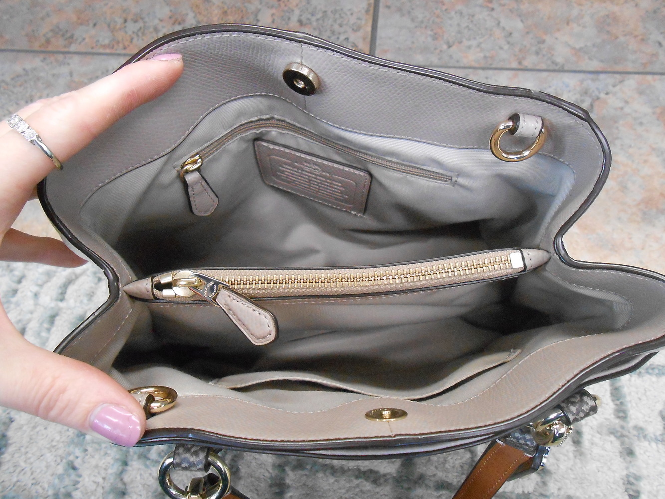 Coach Minetta Satchel Crossgrain exotic trim Leather Handbag