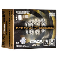 Federal Premium 9mm PUNCH 124gr 20-Rd Jacketed Hollow Point Personal Defense 