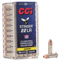 CCI Stinger Rimfire Ammo .22 LR 32gr Copper-Plated HP 1640 fps 50/ct