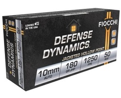 Fiocchi Defense Dynamics 10mm 180gr Jacketed Hollow Point JHP 50 Rounds Ammo