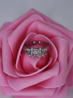  14kt W/G 1.28cttw. Princess Cut Diamond Trinity Ring