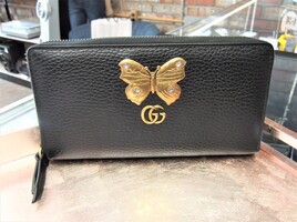Gucci Marmount Butterfly Zip Around Wallet - Black