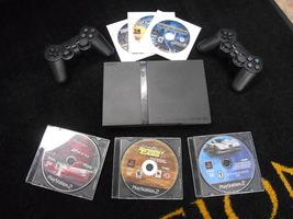 Sony Playstation 2 Slim PS2 2 Wireless Contr 6 Games AV 8GB Memory Card