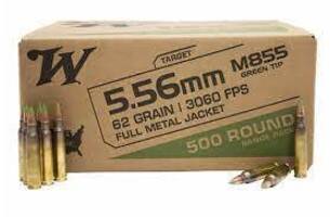 Winchester USA  Green Tip 5.56x45mm NATO 62gr FMJ Lead Core 500Rds