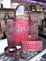 Brahmin Caroline Croc Embossed Leather Satchel w/ Wallet!  Pink