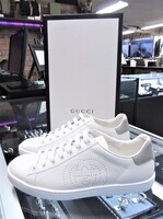 Gucci Ace Interlocking G Women's Shoes - White/Grey - Size 36 1/2 (6.5)